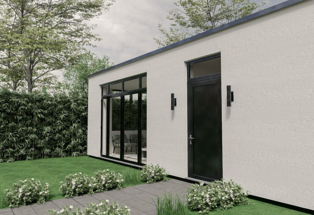 Prefab bungalow zijkant
