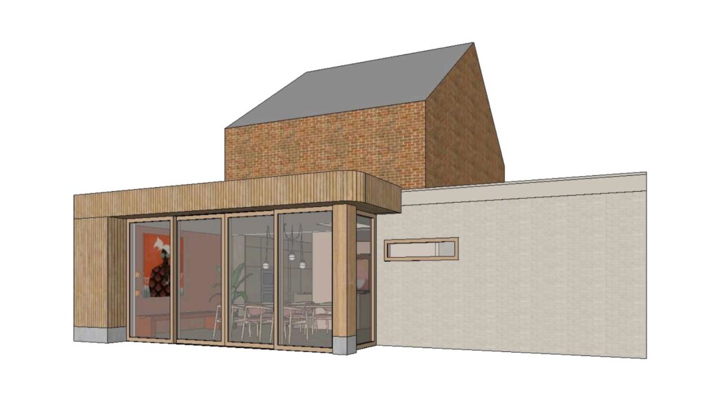 schets uitbouw houten