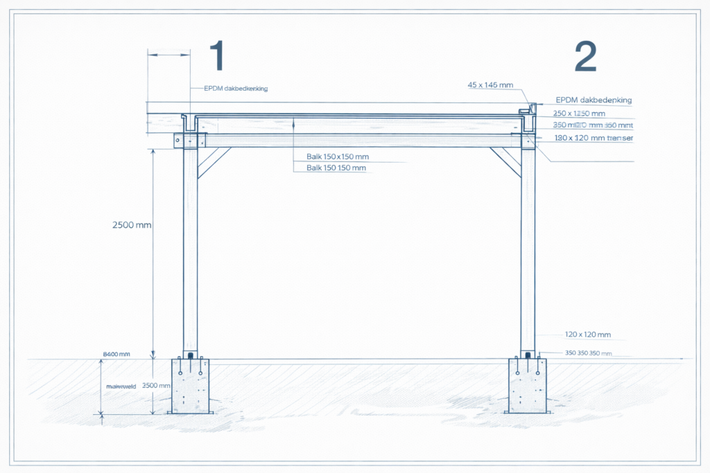 Constructietekening carport