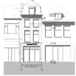 Gewensite situatie constructietekening van een dakopbouw